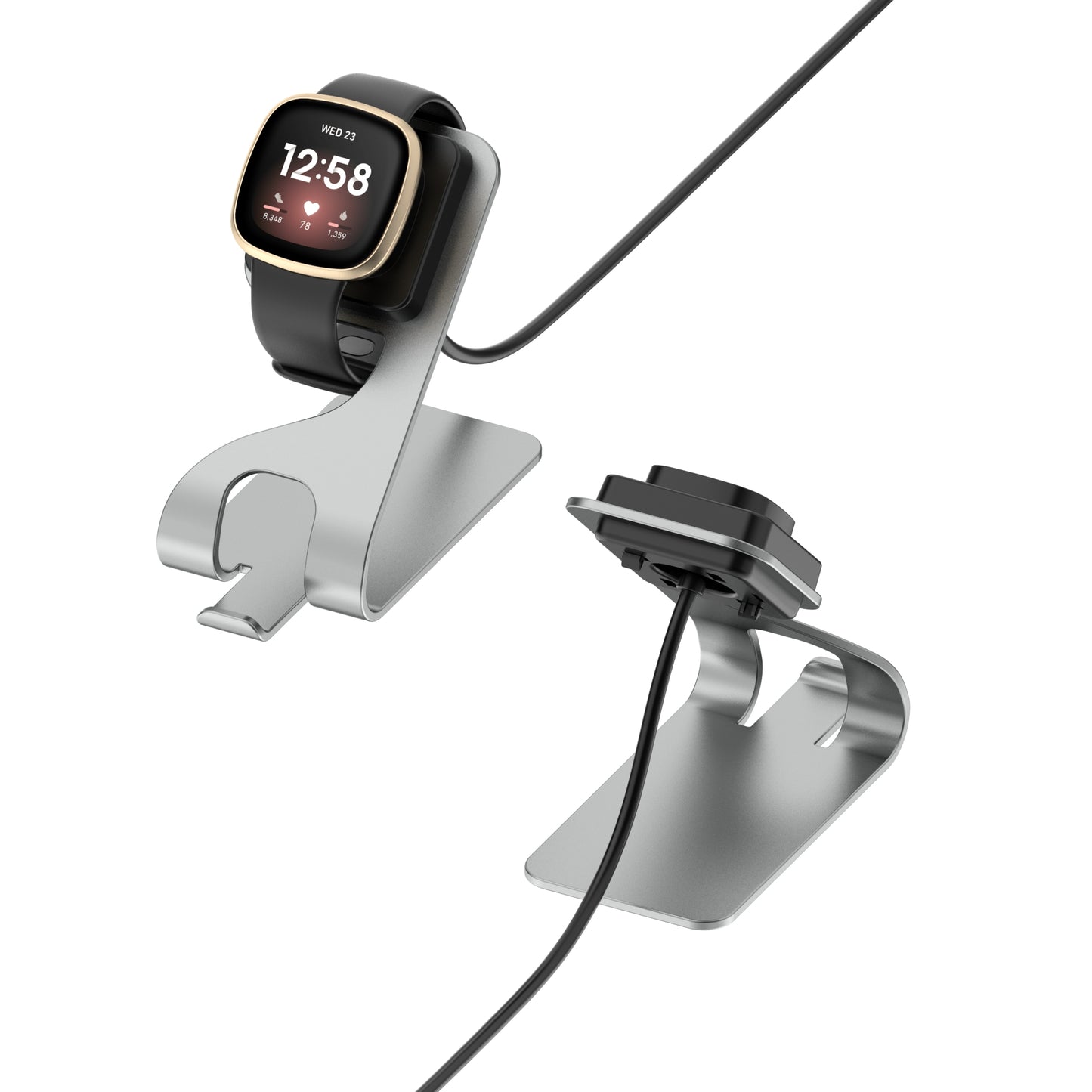 Aluminium Wireless Charger Stand Cradle for Fitbit Versa 3/Sense Smartwatch