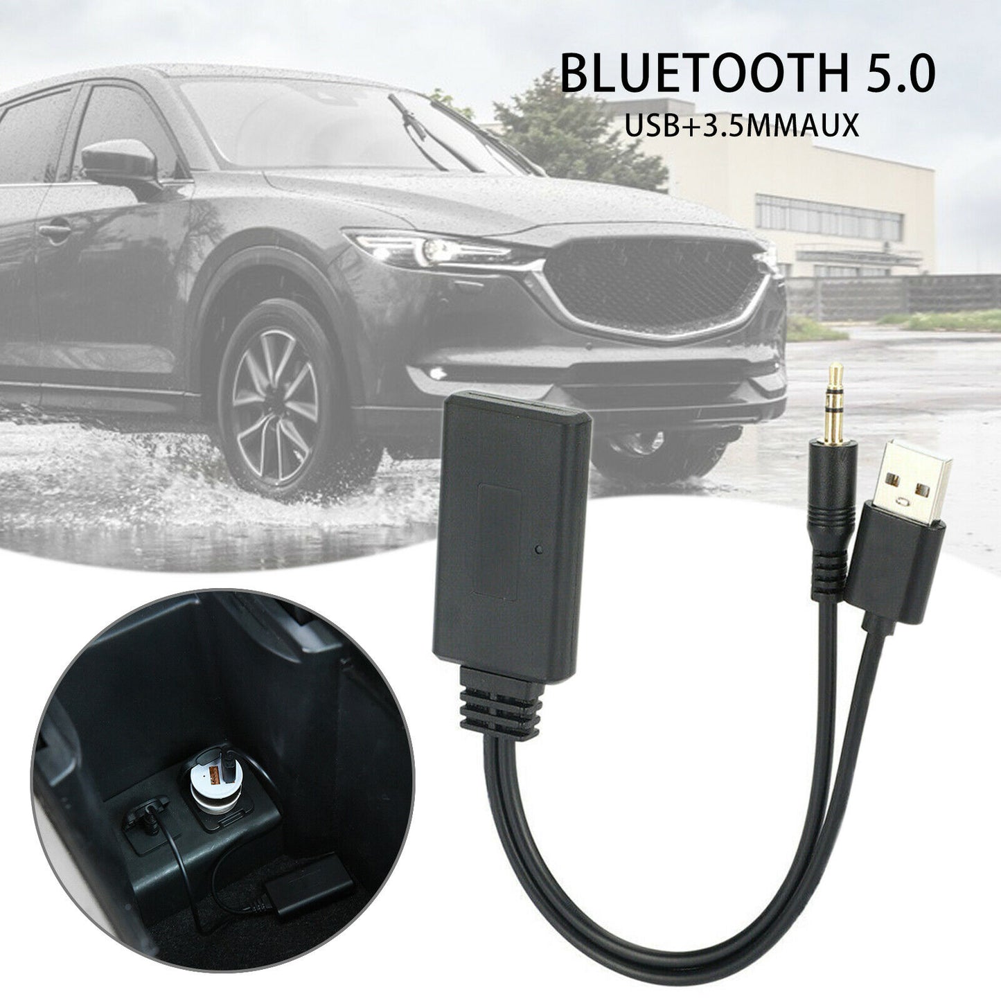 Bluetooth 5.0 Receiver Adapter USB + 3.5mm Jack Stereo Audio For Car AUX Speaker