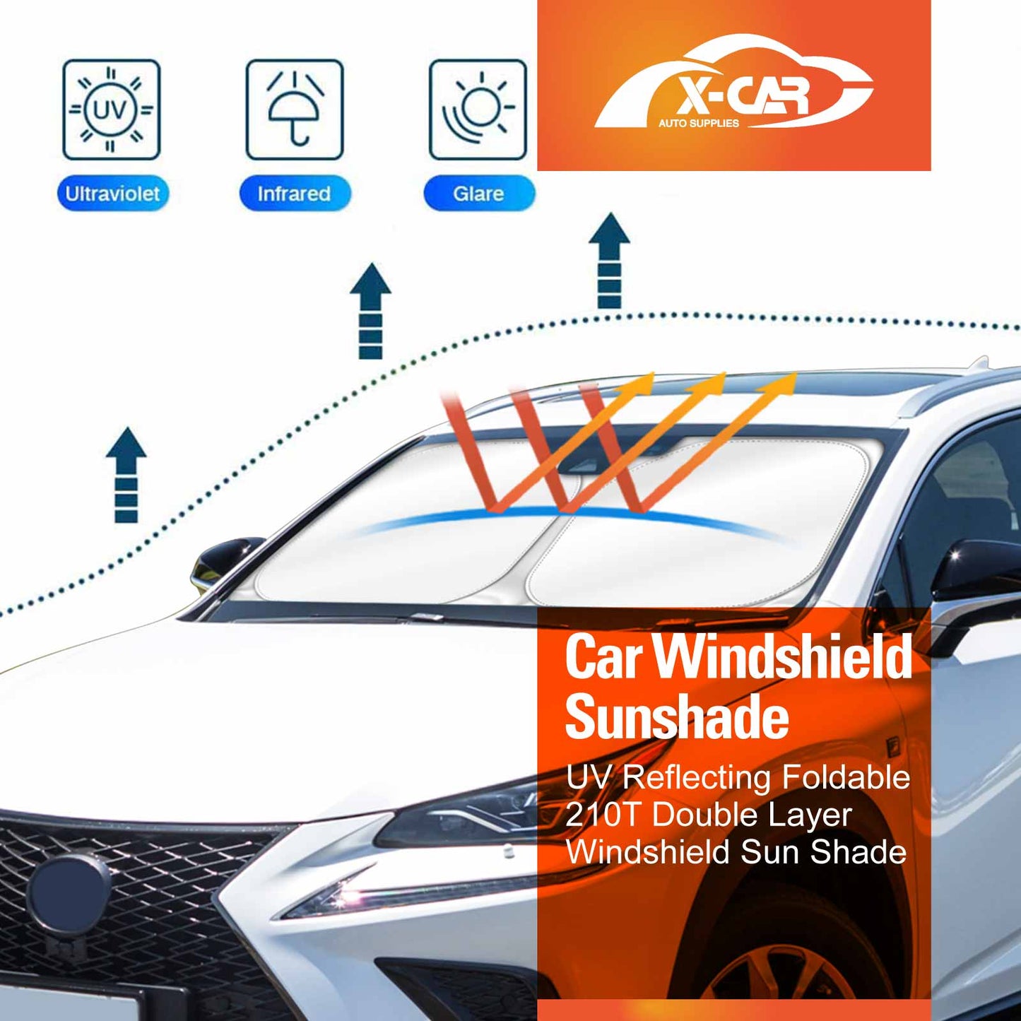 WindScreen Sun Shade for Lexus NX Series NX200 NX200t NX300 NX300h 2014-2021 Blocks UV Rays Foldable Custom Wind Screen Sun Visor Protector