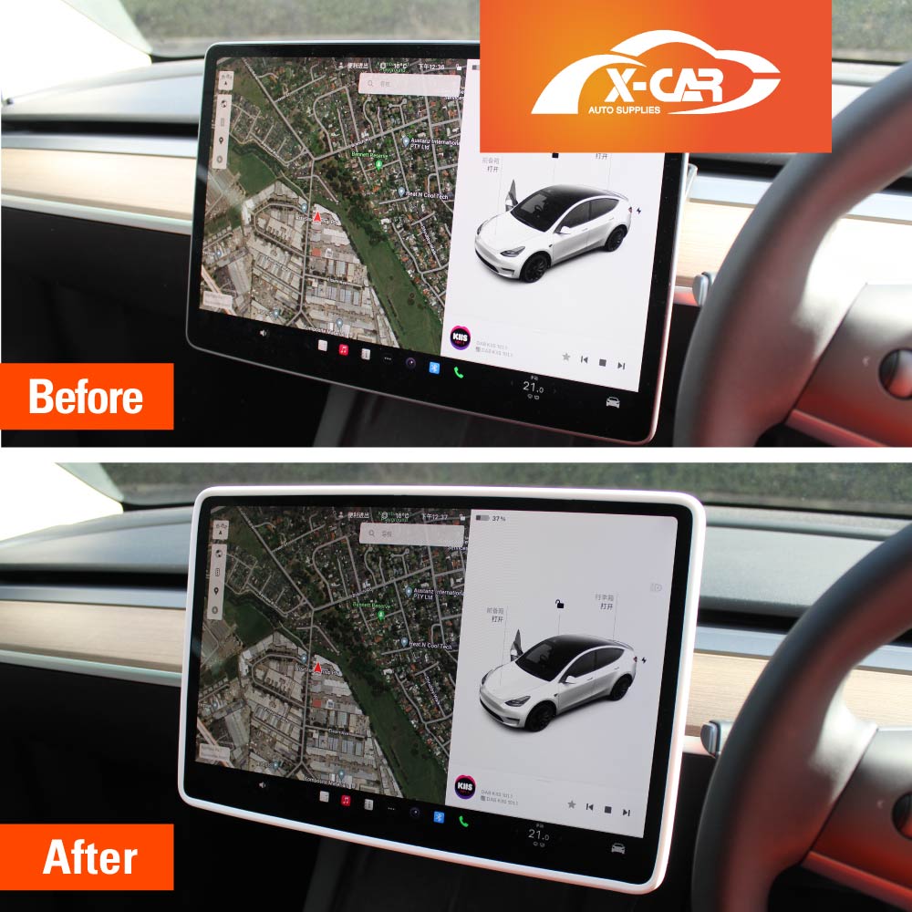 Tesla Model 3 Highland 2023-2025 Screen Protector Frame Protection Silicone Cover Case Accessories White