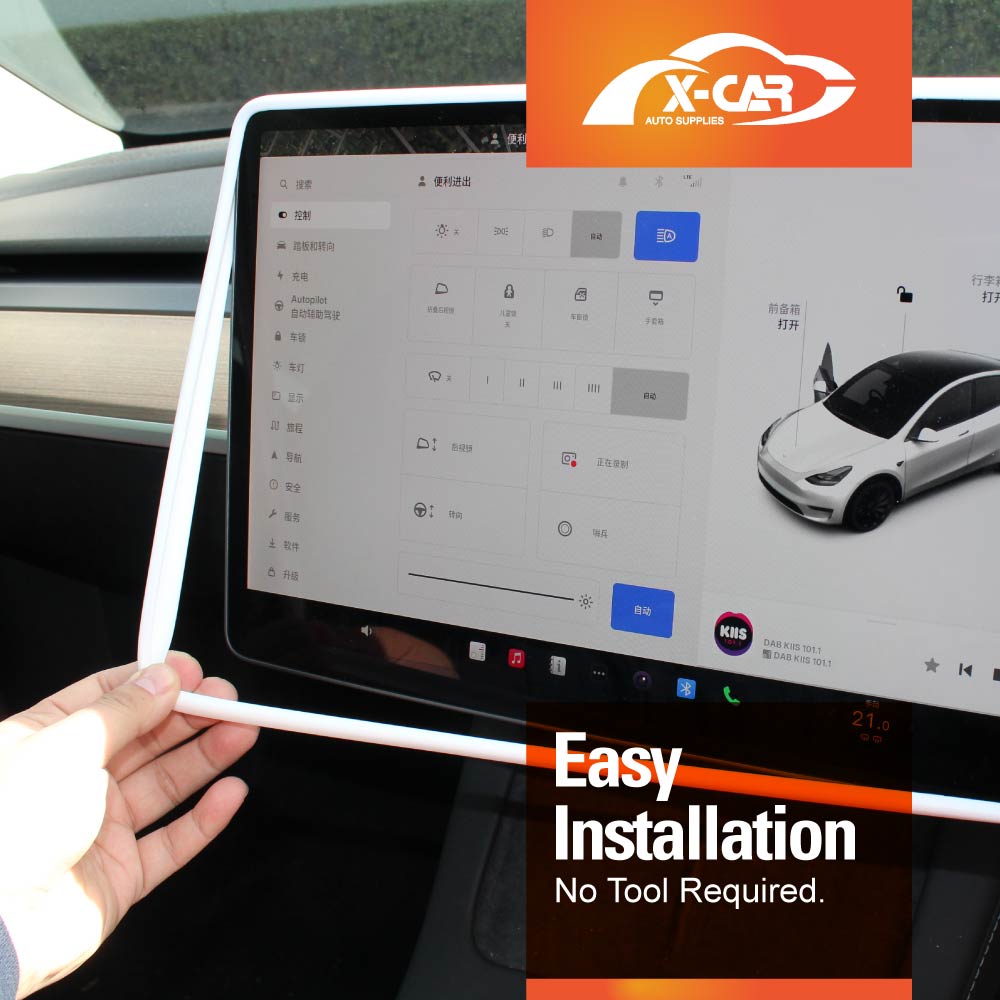 Tesla Model 3 2017-2023 and Model Y 2021-2025 Screen Protector Frame Protection Silicone Cover Case Accessories White