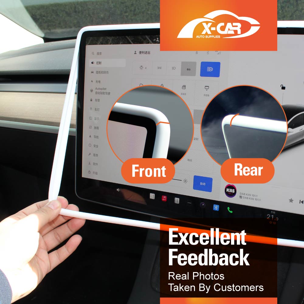 Tesla Model 3 Highland 2023-2025 Screen Protector Frame Protection Silicone Cover Case Accessories White