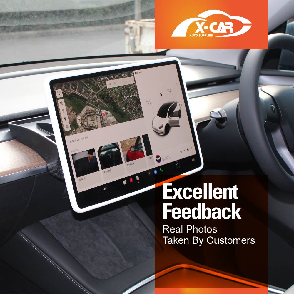 Tesla Model 3 Highland 2023-2025 Screen Protector Frame Protection Silicone Cover Case Accessories White