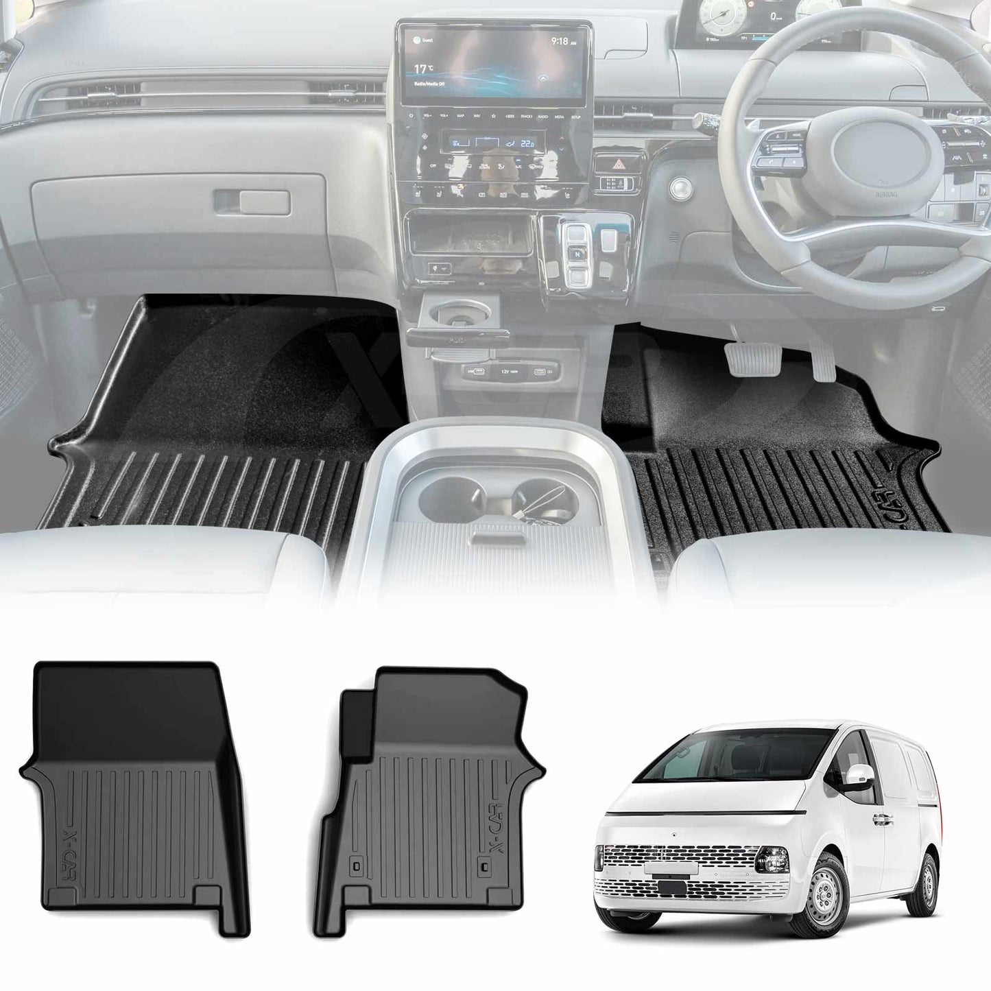 3D All-Weather Floor Mats for Hyundai Staria and Staria Load 2021-Onwards Heavy Duty Carpet Liners Accessories