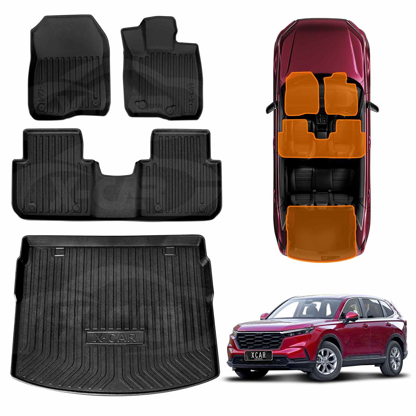3D Floor Mats Boot Liner for Honda CRV CR-V 5-Seater 2023-Onwards All Weather Heavy Duty TPE Cargo Car Trunk Luggage Tray
