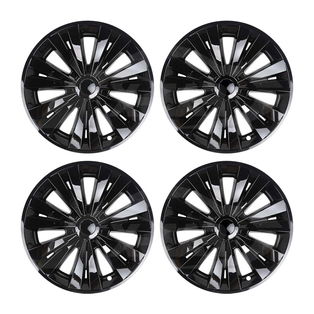 Tesla Model Y 2022-2025 Wheel Protector Cover Hub Caps 19 Inch Rim Hubcap X Plaid Paino Black Exterior Accessories (Set of 4)