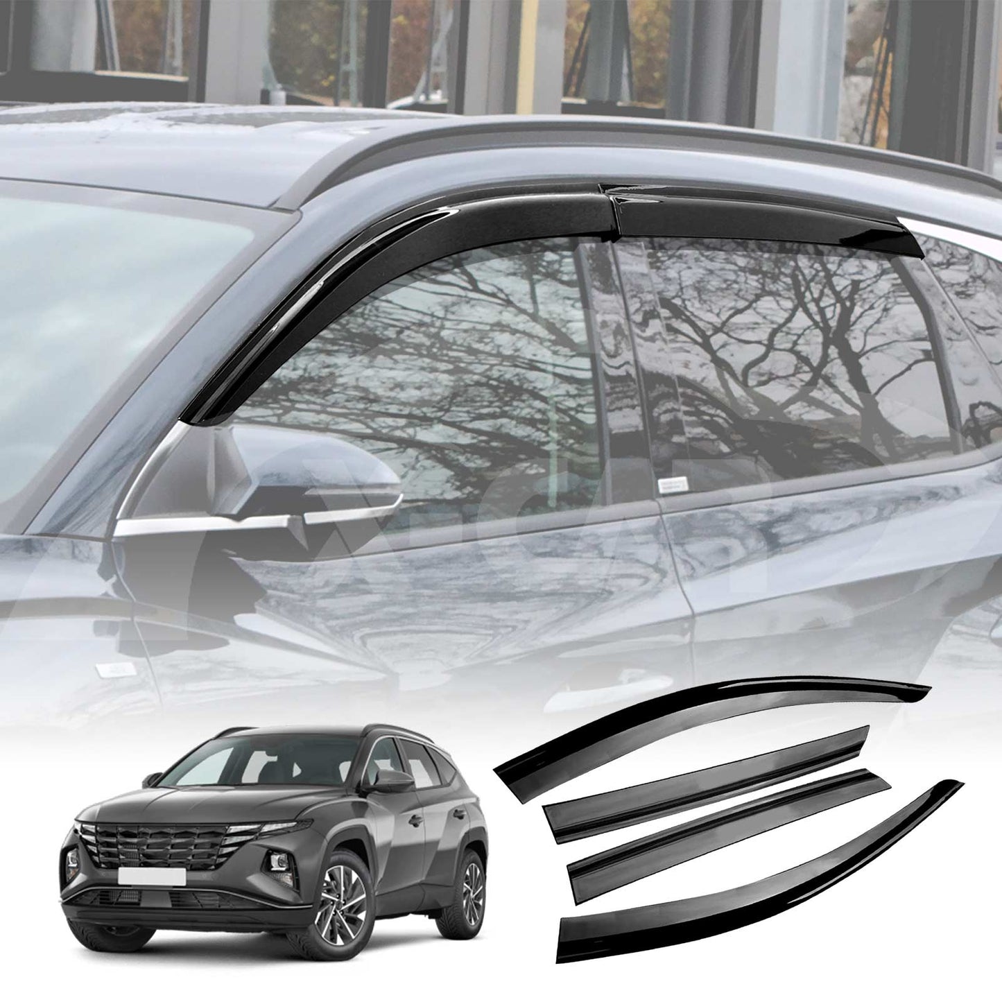 Weathershields for Hyundai Tucson 2021-Onwards Car Weather Shields Wind Deflectors Window Sun Visor 4-Piece Set