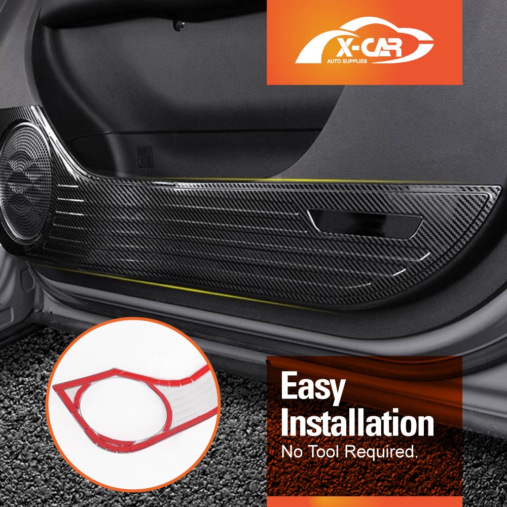 Anti Kick Car Door Panel For GWM Tank 300 2023-2025 Steel Protective Side Edge Protector Cover Guard Carbon Fibre Style