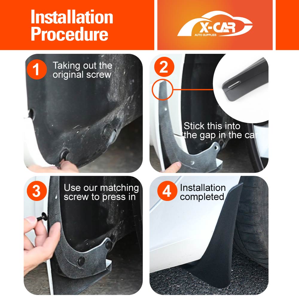 Tesla Model 3 Mud Flaps Splash Guards Mudguard Fender Front and Rear Set of 4 - Medium Edge PP Version