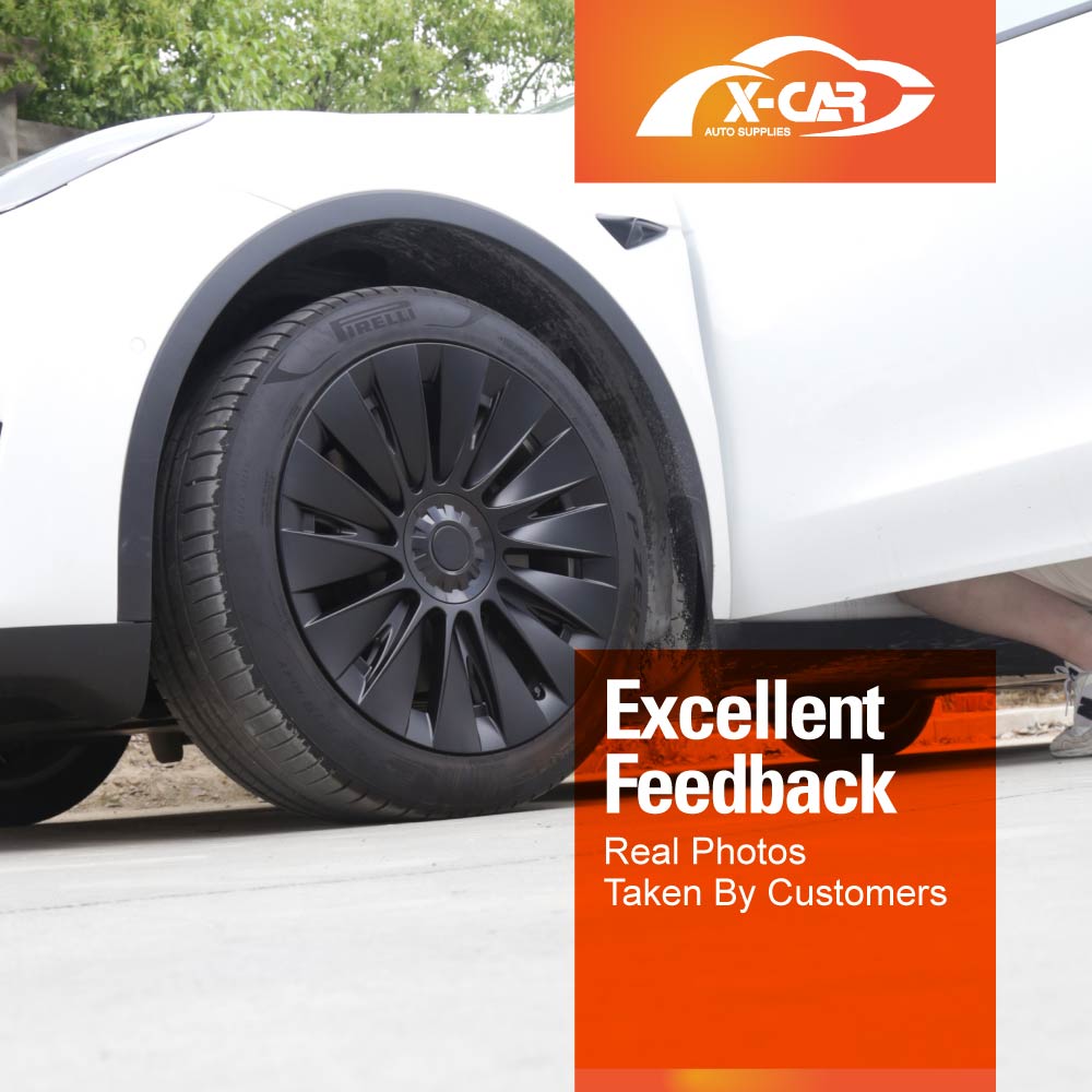 Tesla Model Y 2022-2025 Wheel Protector Cover Hub Caps 19 Inch Rim TURBINE-H Matt Black Exterior Accessories (Set of 4)