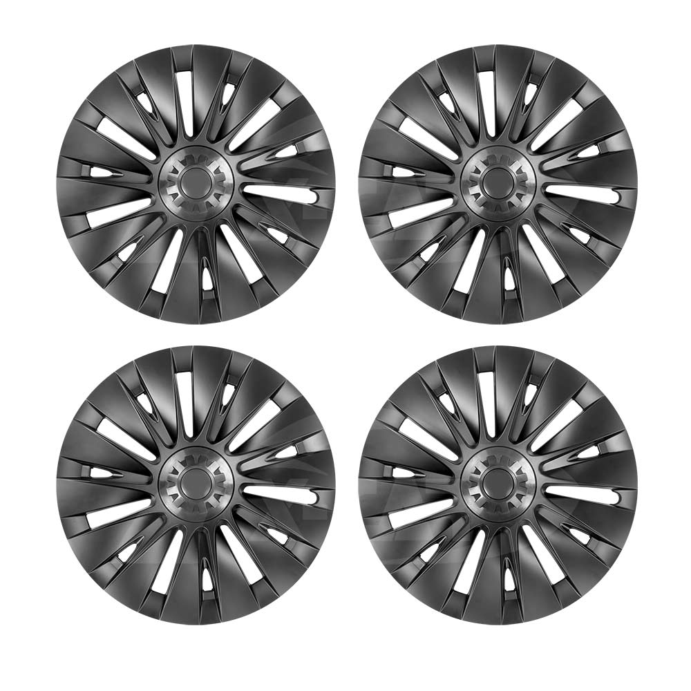 Tesla Model Y 2022-2025 Wheel Protector Cover Hub Caps 19 Inch Rim TURBINE-H Matt Black Exterior Accessories (Set of 4)