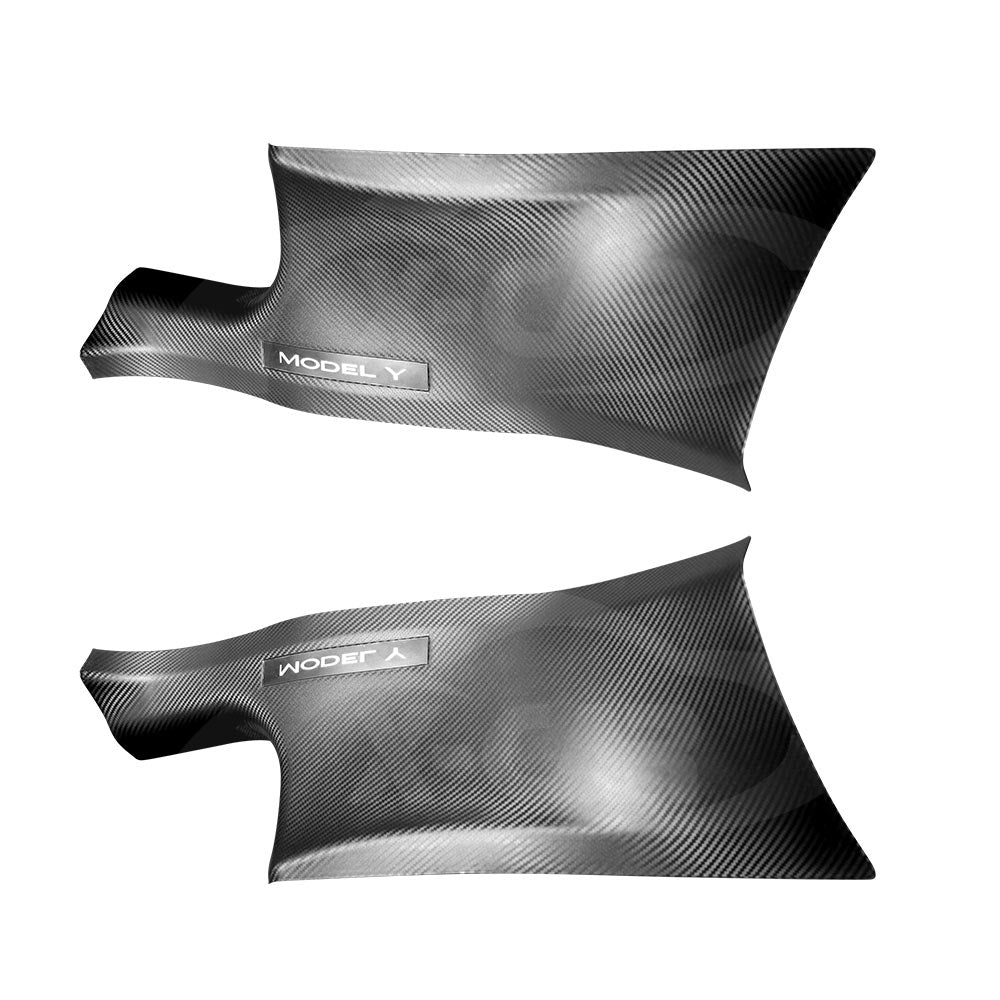 Tesla Model Y 2022-2025 Carbon Fiber Style Rear Door Sill Plate Protector Car Threshold Scuff Trim Covers Guards
