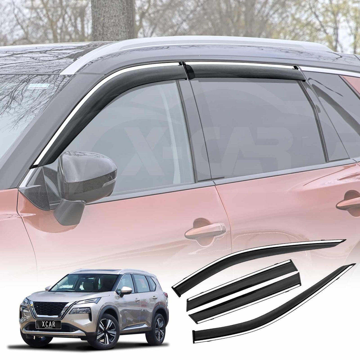 Stainless Weathershields for Nissan X-trail Xtrail T33 2022-Onwards Car Weather Shields Wind Deflectors Window Sun Visor 4 Pcs