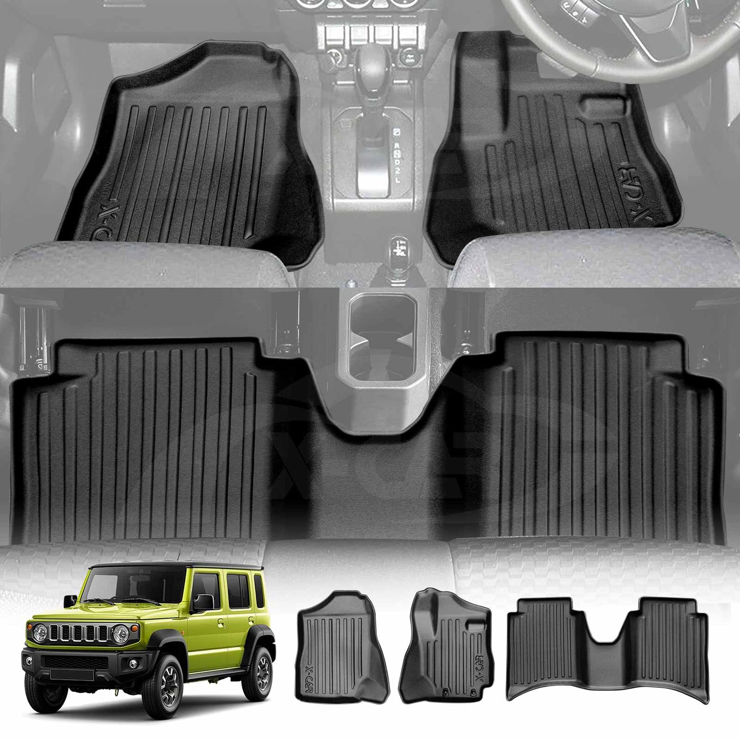 3D Floor Mats for Suzuki Jimny XL 5-Door Auto Transmission 2023-2025 Heavy Duty All Weather Car Mats Carpet Liner Set
