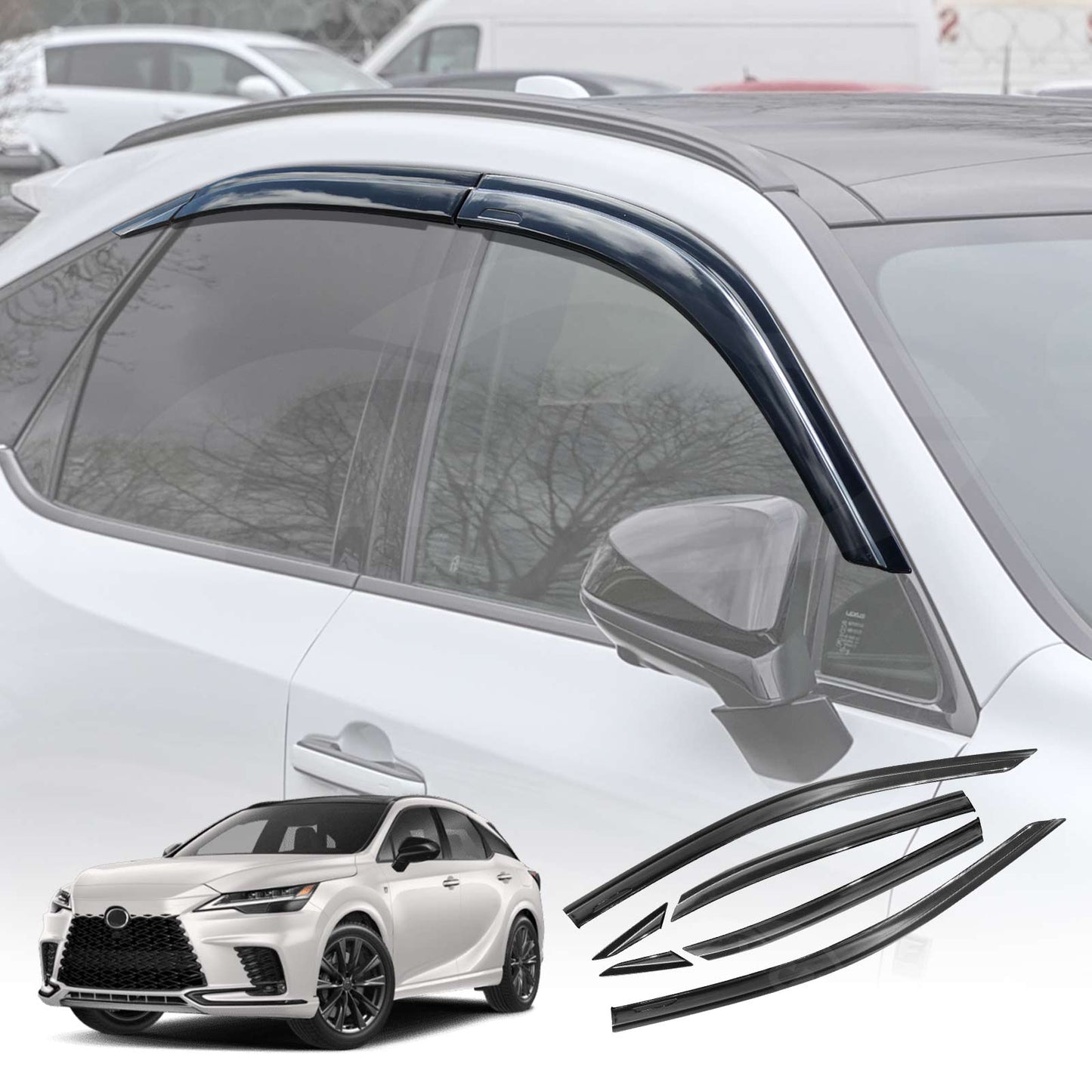 Weathershields for Lexus RX RX350 RX500 2022-Onwards Car Weather Shields Wind Deflectors Window Sun Visor 6 Pcs