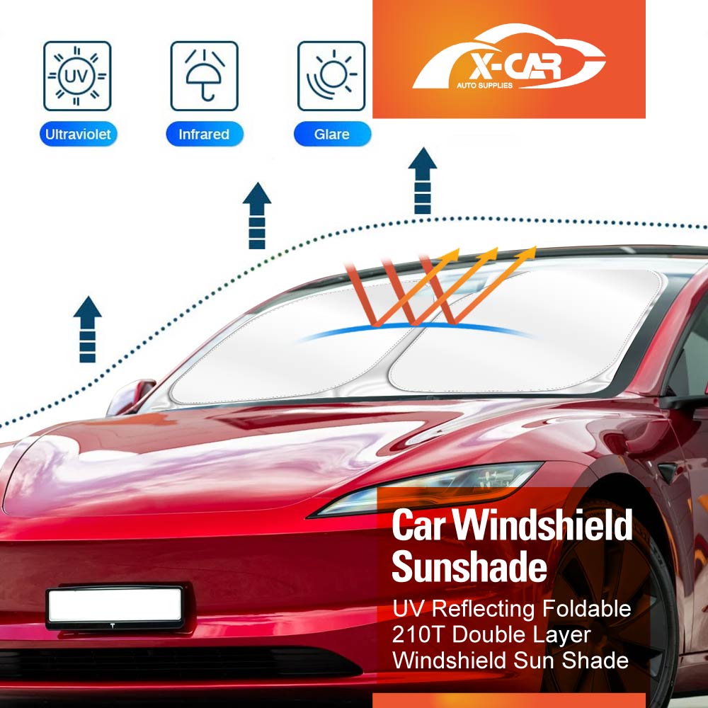 WindScreen Sun Shade for Tesla Model 3 Highland 2023-2025 Blocks UV Rays Foldable Custom Sun Visor Protector