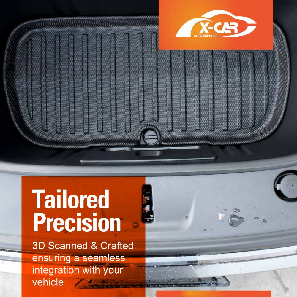 2-In-1 Boot Liners Front Mats Set for Tesla Model Y Juniper 2025-Onwards All Weather Front Toolbox Cargo Car Trunk Interior Cover