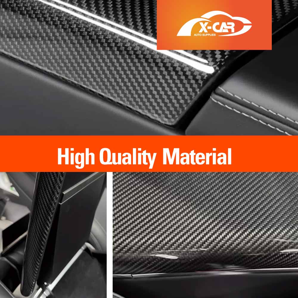 Center Console Armrest Pad Cover for Tesla Model Y L 6-Seat 2026-Onwards Carbon Fiber Style Interior Decoration Protector Accessories