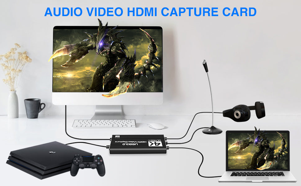 USB 3.0 to HDMI Video Capture Card 4K 1080P 60fps Game Video Record Live Streaming Converter Recorder