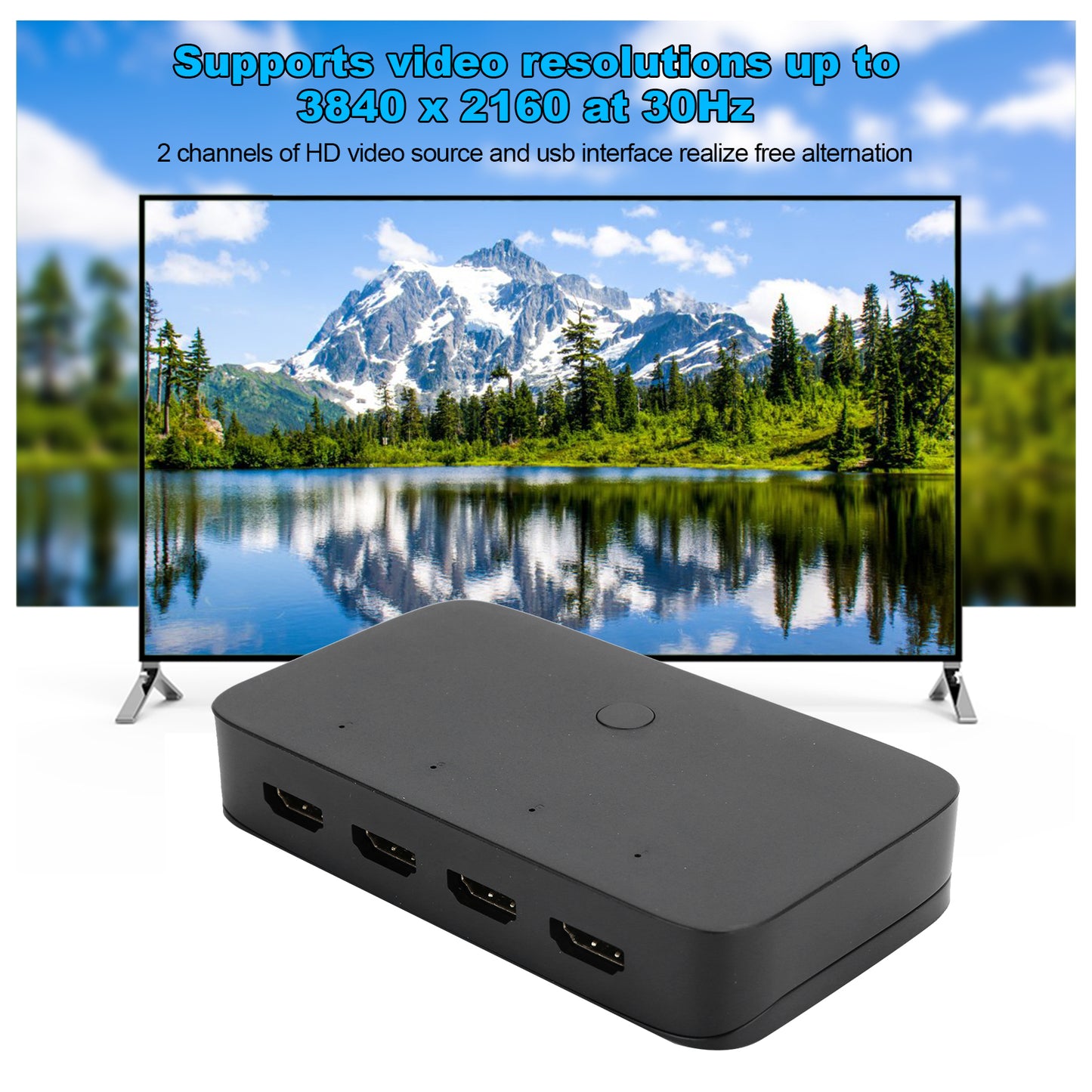 4-Port KVM Splitter USB HDMI KVM Switcher Box For Keyboard Mouse Monitor PC Sharing