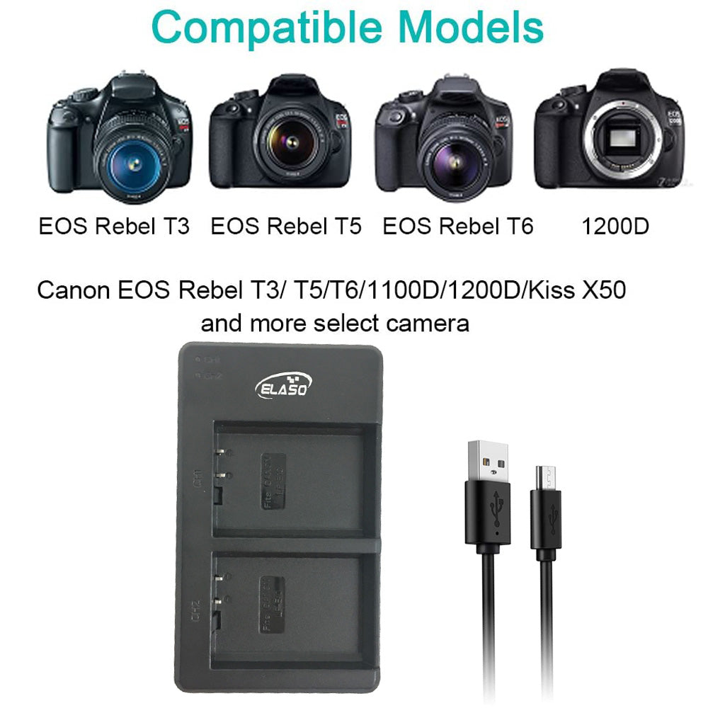 USB Dual Battery Charger for LP-E10 Battery For Canon EOS 1100D 1200D 1300D 1500D 3000D Kiss X50 Rebel T3 Camera