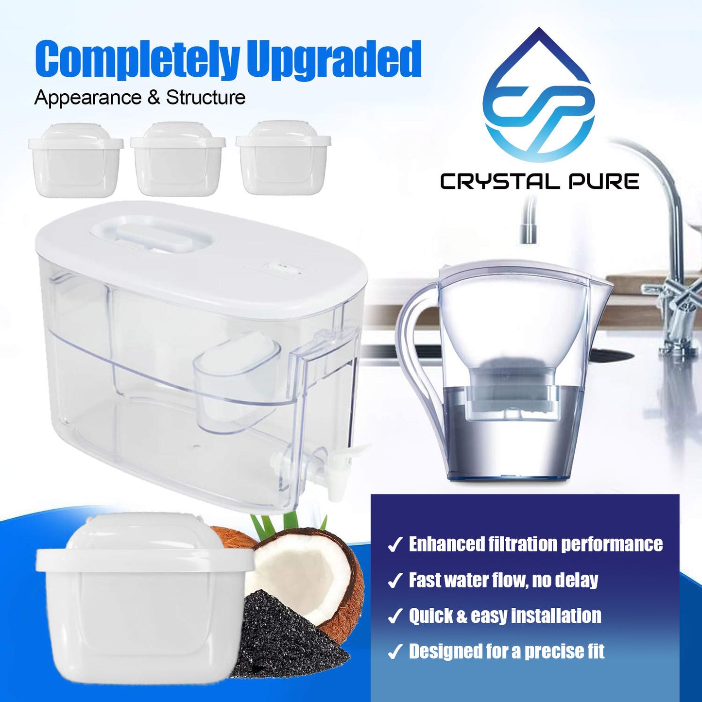 6 Replacement Water Jug Pitchers Filter Cartridge for Kmart Anko 3.3L Water Jug / 9L Water Dispenser