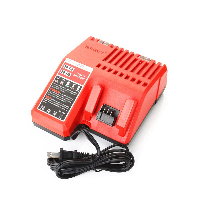 2x Replacement 3.0Ah Battery and 14V-18V Li-ion Battery Charger for Milwaukee M18 M12-18C 48-59-1812 M18B4 0880-20 2662-20 M18BBL-0 M18BX