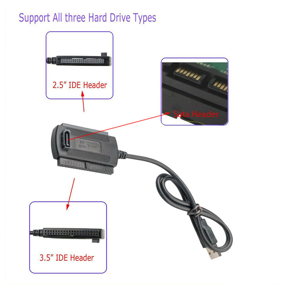 SATA/PATA/IDE to USB 2.0 Adapter Converter Cable for 2.5 3.5 Inch Hard Drive Disk HDD