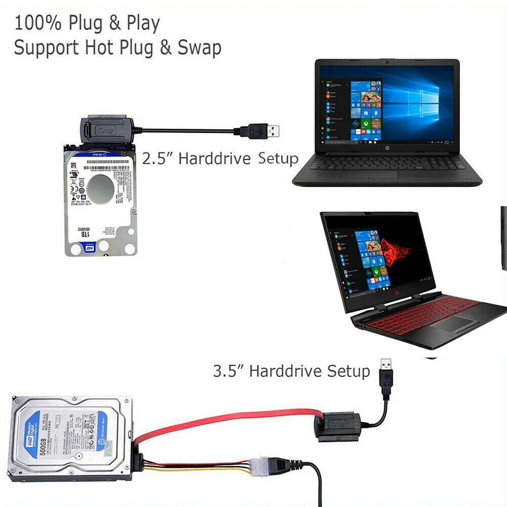 SATA/PATA/IDE to USB 2.0 Adapter Converter Cable for 2.5 3.5 Inch Hard Drive Disk HDD