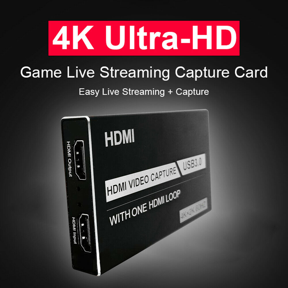USB 3.0 HDMI Video Capture Card with Mic 4K 1080P 60fps Game Video Record Live Streaming Recorder