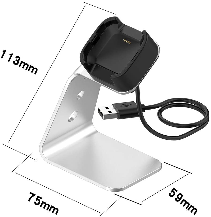 Aluminium USB Charger Charging Stand Dock Cradle for Fitbit Versa & Versa Lite & FB505 Smart Watch