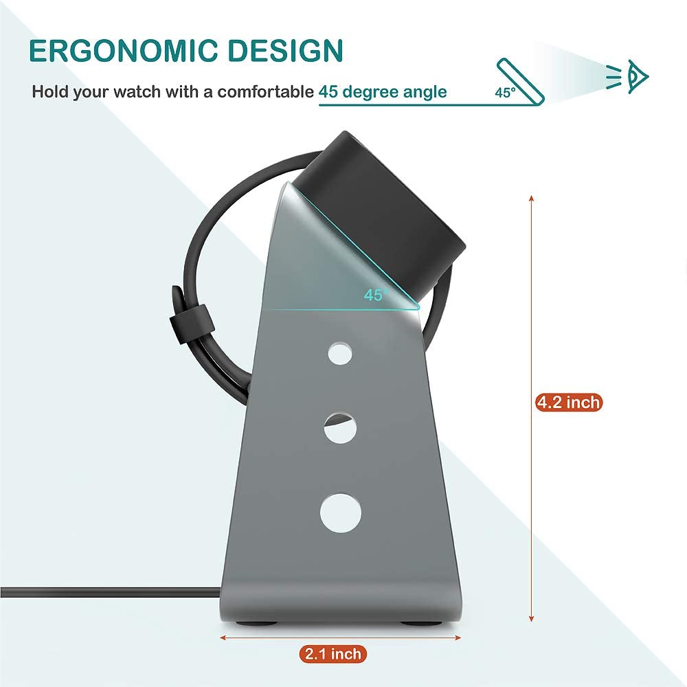 Aluminium USB Charger Charging Stand Dock Cradle for Fitbit Versa & Versa Lite & FB505 Smart Watch