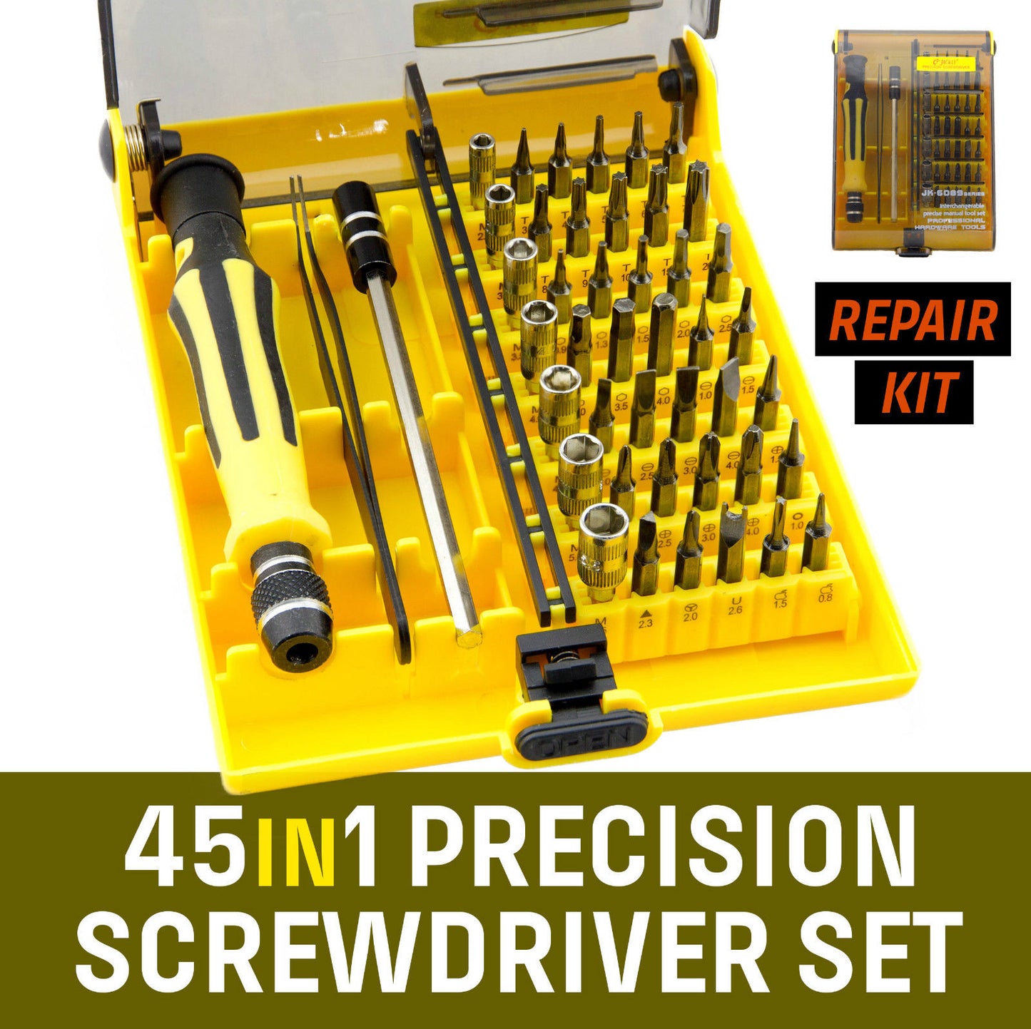 45 in 1 Professional Repair Tool Torx Screw Hardware Precision Screwdriver Kit for iPhone Mobile Smart Phones MacBook Air/Pro PC Laptop Computer