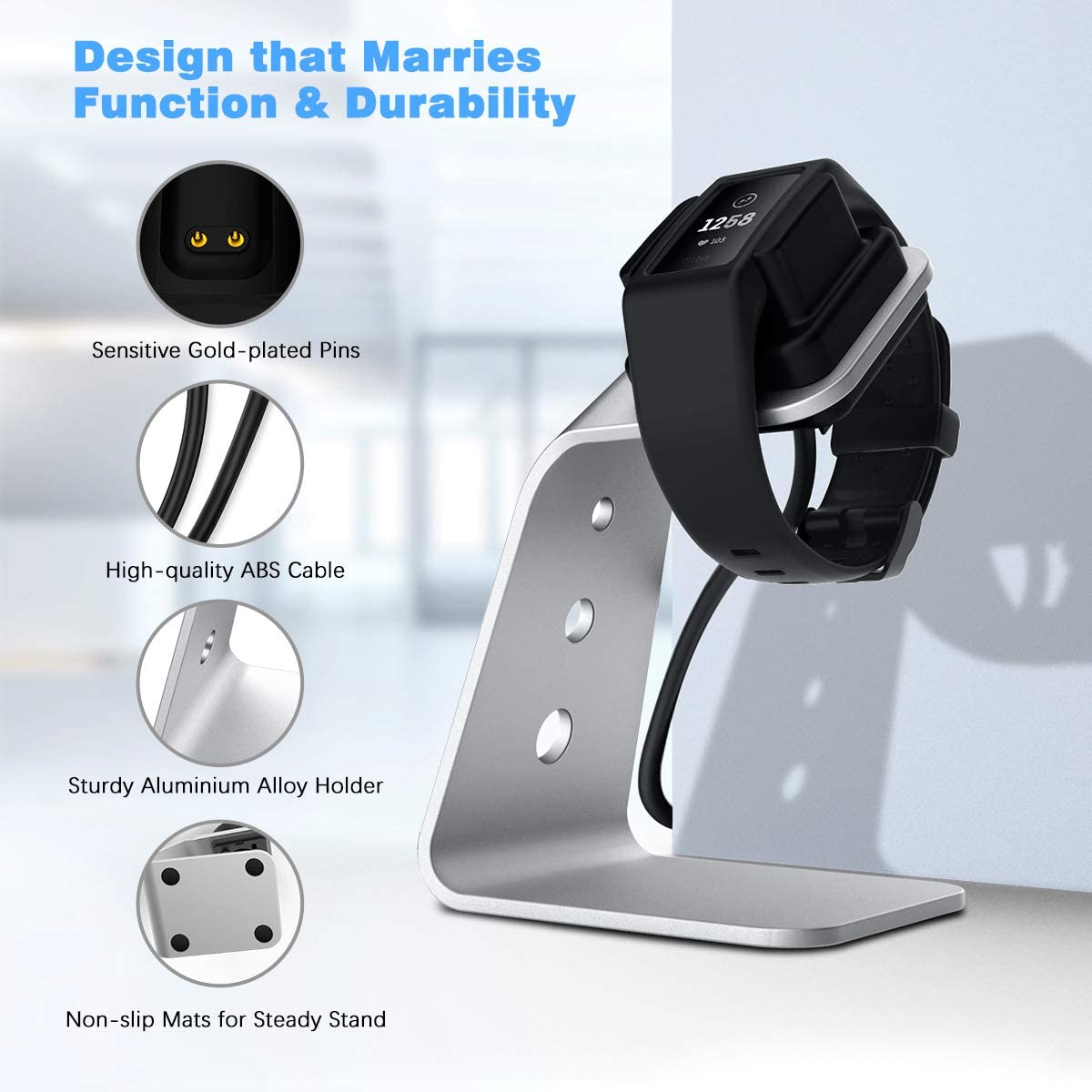 Aluminium Wireless Charger Charging Stand Cradle for Fitbit Charge 3 4 Fitness Tracker