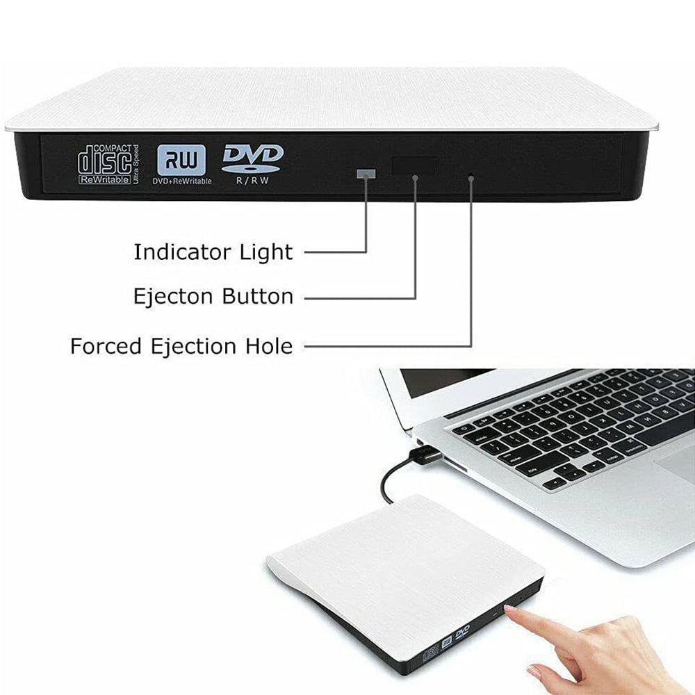 USB 3.0 Slim External DVD RW CD Writer Burner Reader Player Optical Drives for Laptop PC Win 11/10/8/7/xp Mac OS