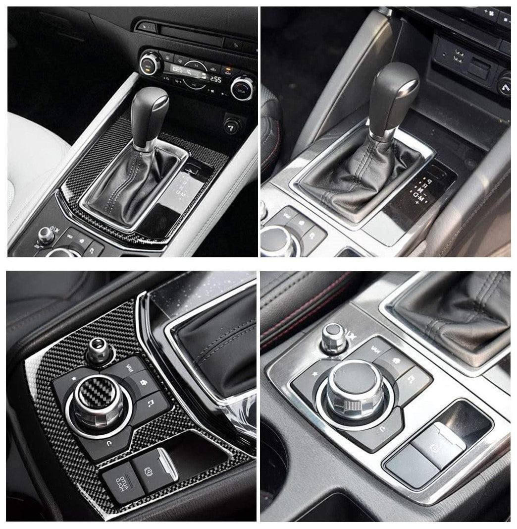 Carbon Fiber Style Center Console GearBox Frame Trim Cover for Mazda CX5 CX-5 2017-2025
