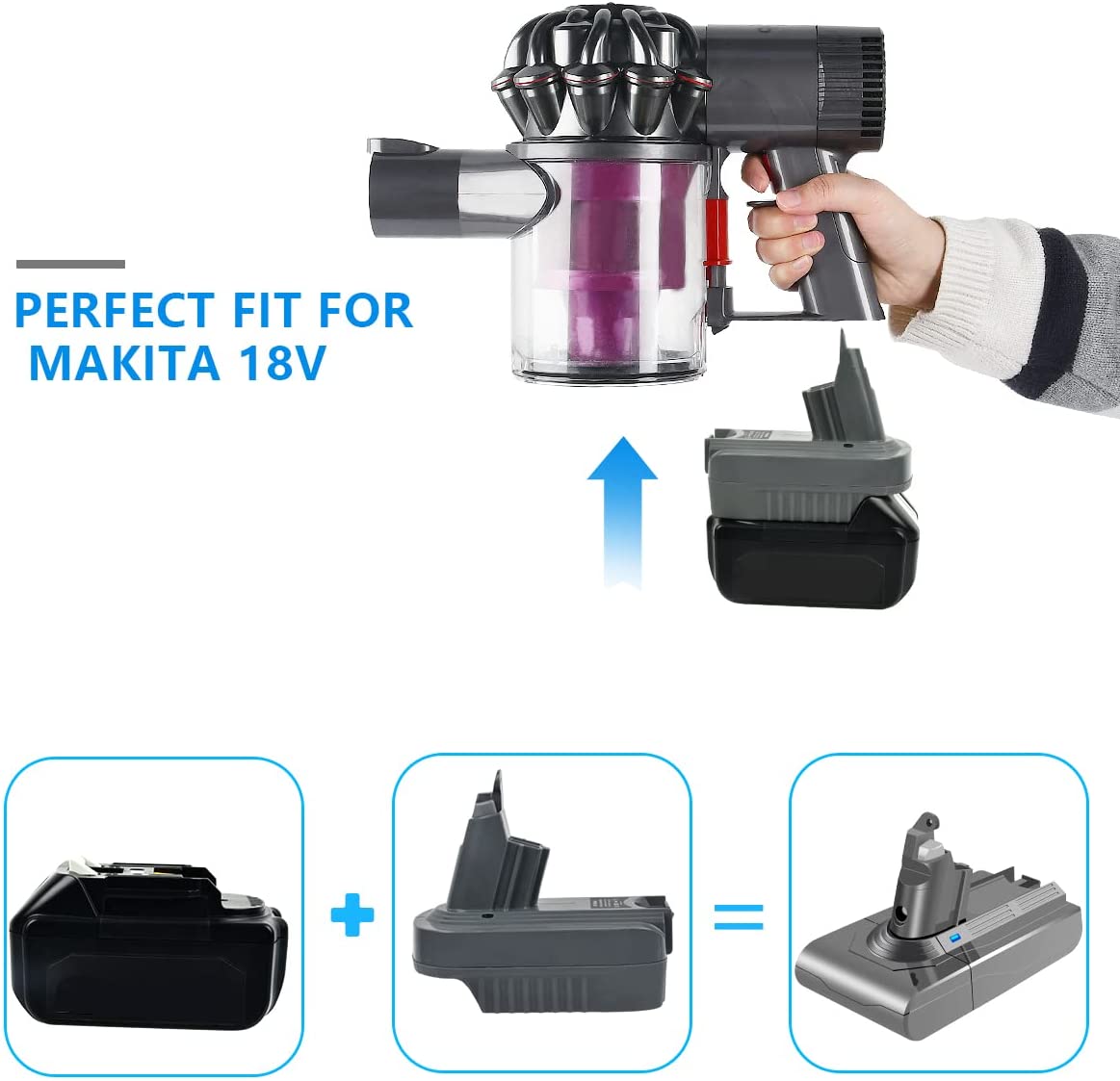 Battery Adapter Convert for Makita 18V-20V Battery to Dyson V6 Series Vacuum