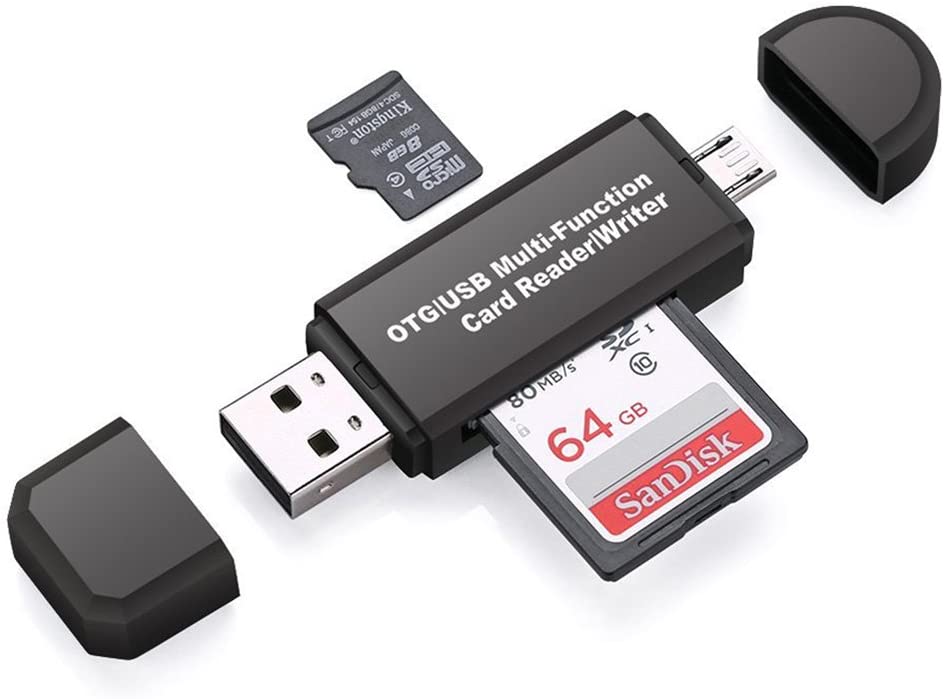 USB Card Reader Micro USB OTG Adapter SD/Micro SD Card Reader with Standard USB & Micro USB for Smartphones/Tablets