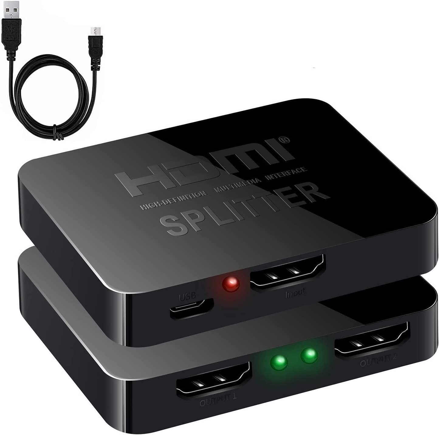 HDMI Splitter 1 in 2 Out 4K@30Hz for Dual Monitors Duplicate/Mirror Only Full HD 1080P 3D