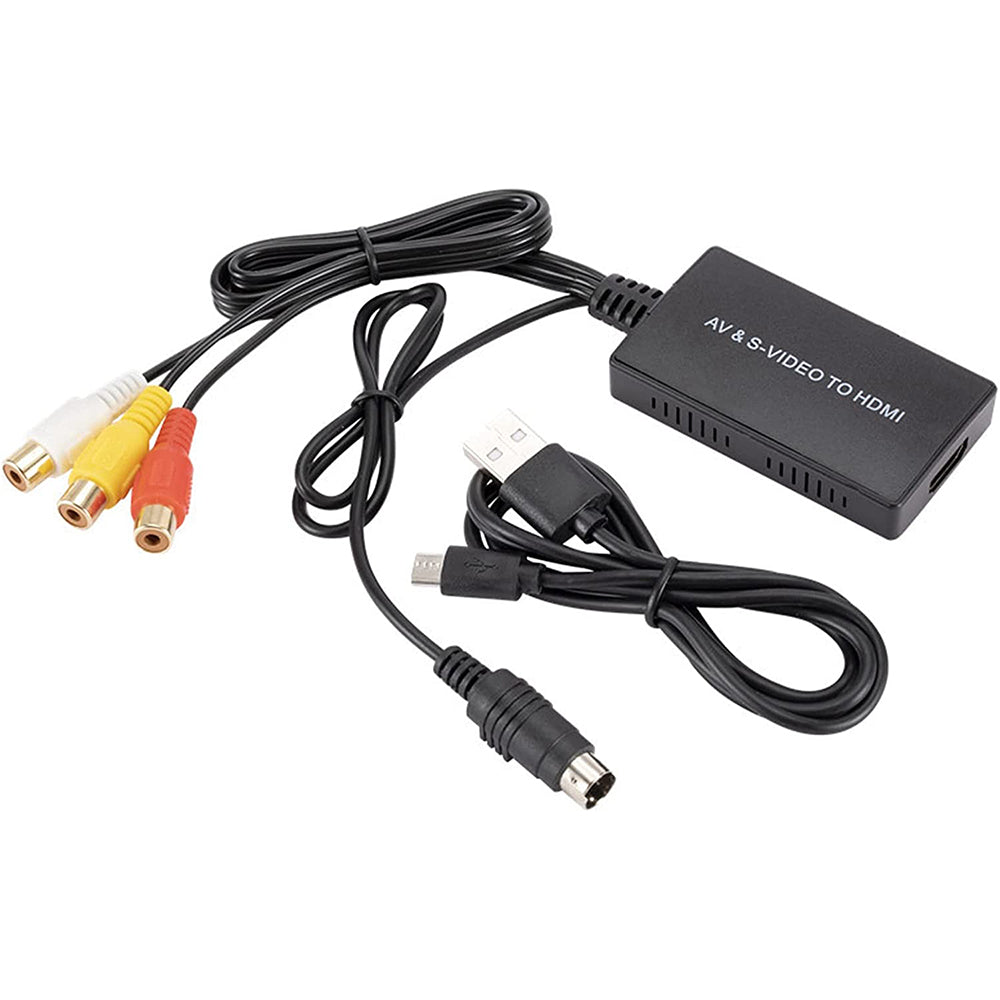 SVideo to HDMI Converter, S-Video & 3RCA CVBS AV to HDMI Adapter 1080P/720P Compatible with PC Laptop, Xbox, PS3, VHS VCR Camera DVD Players