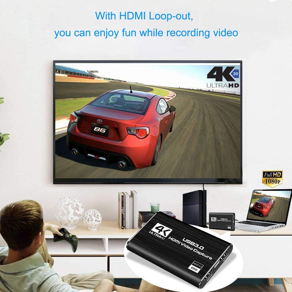 USB 3.0 to HDMI Video Capture Card 4K 1080P 60fps Game Video Record Live Streaming Converter Recorder