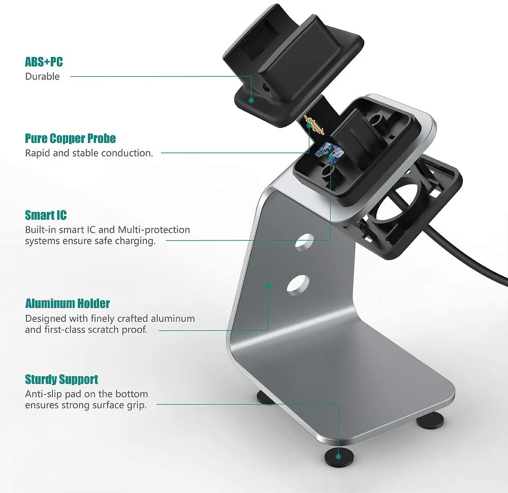 Aluminium Wireless Charger Charging Stand Cradle for Fitbit Charge 3 4 Fitness Tracker