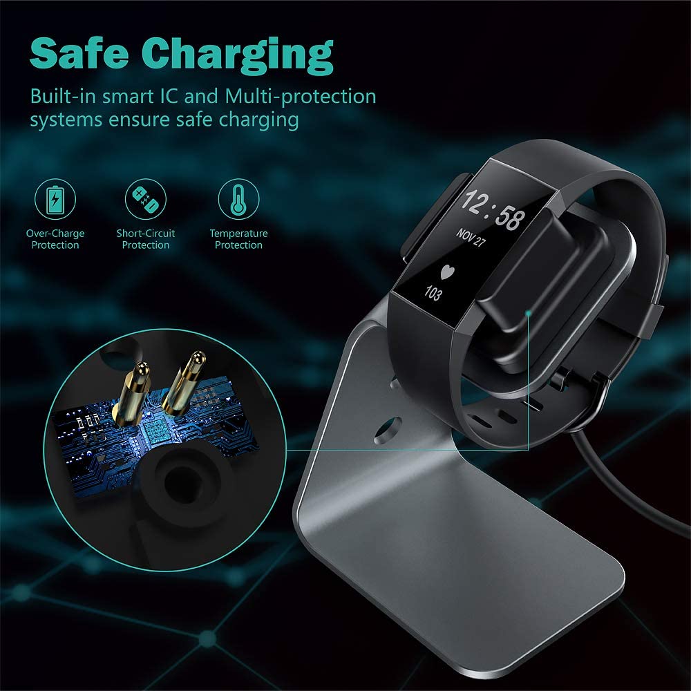 Aluminium Wireless Charger Charging Stand Cradle for Fitbit Charge 3 4 Fitness Tracker