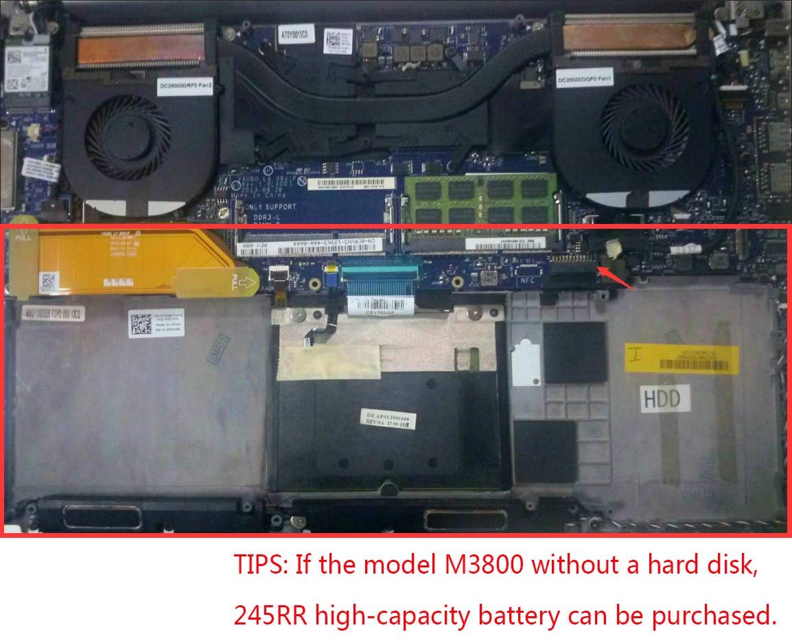 91Wh Dell XPS 15 9530 9535 Precision 3800 M3800 Laptop Replacement Battery, Only fit battery part # 245RR