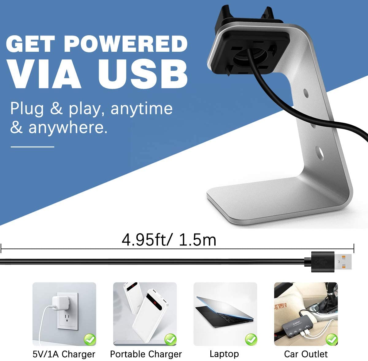 Aluminium Wireless Charger Charging Stand Cradle for Fitbit Charge 3 4 Fitness Tracker