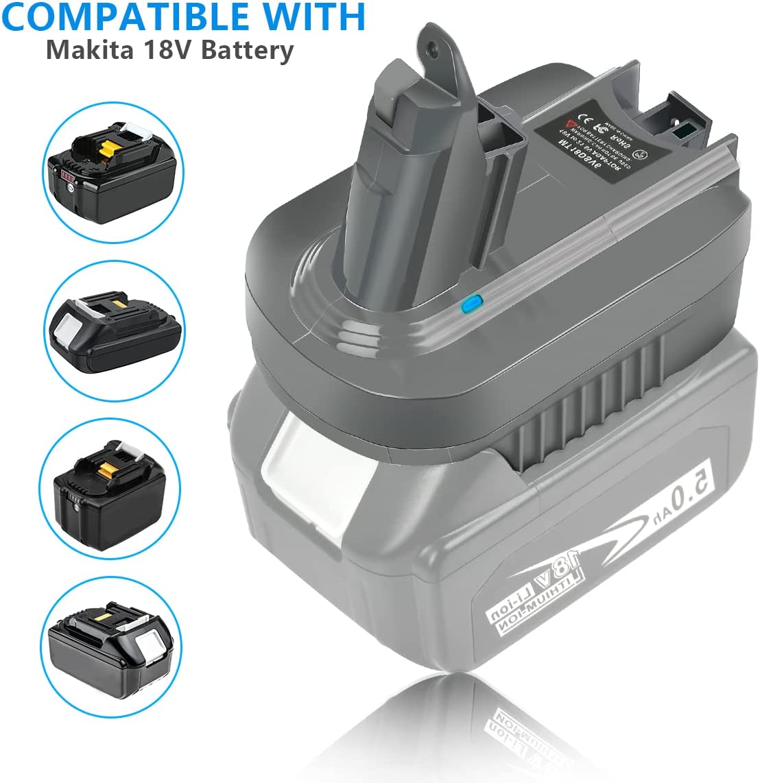 Battery Adapter Convert for Makita 18V-20V Battery to Dyson V6 Series Vacuum