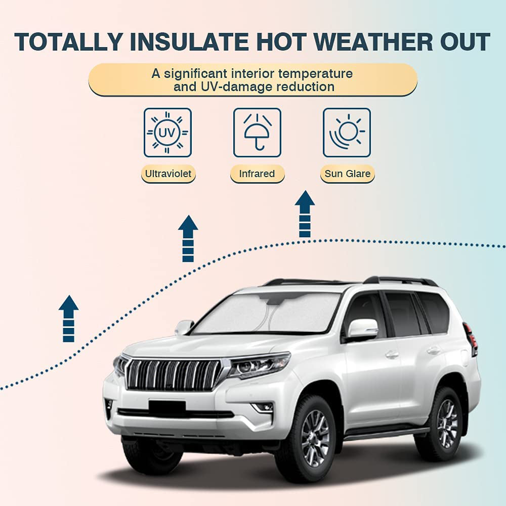 WindScreen Sun Shade for TOYOTA PRADO 2009-2024 Blocks UV Rays Sun Visor Protector Foldable Sunshade