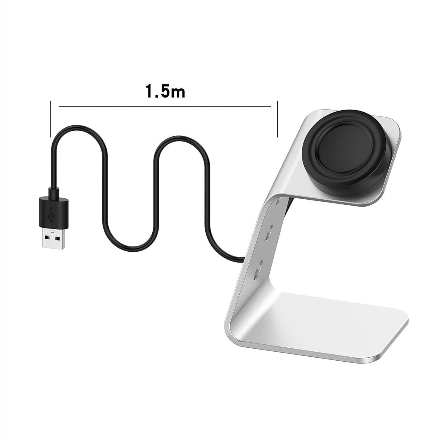Silver Wireless Charger Dock Stand For Samsung Galaxy Watch 46mm 42mm SM-R800 SM-R810 SM-R815 EP-YO805
