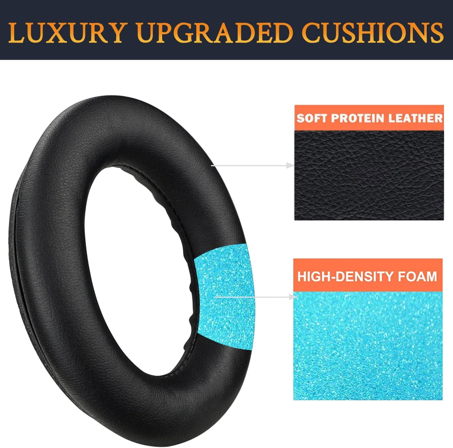 Black Replacement Ear Pads Cushions for Bose QuietComfort 45 QC45 Headphone