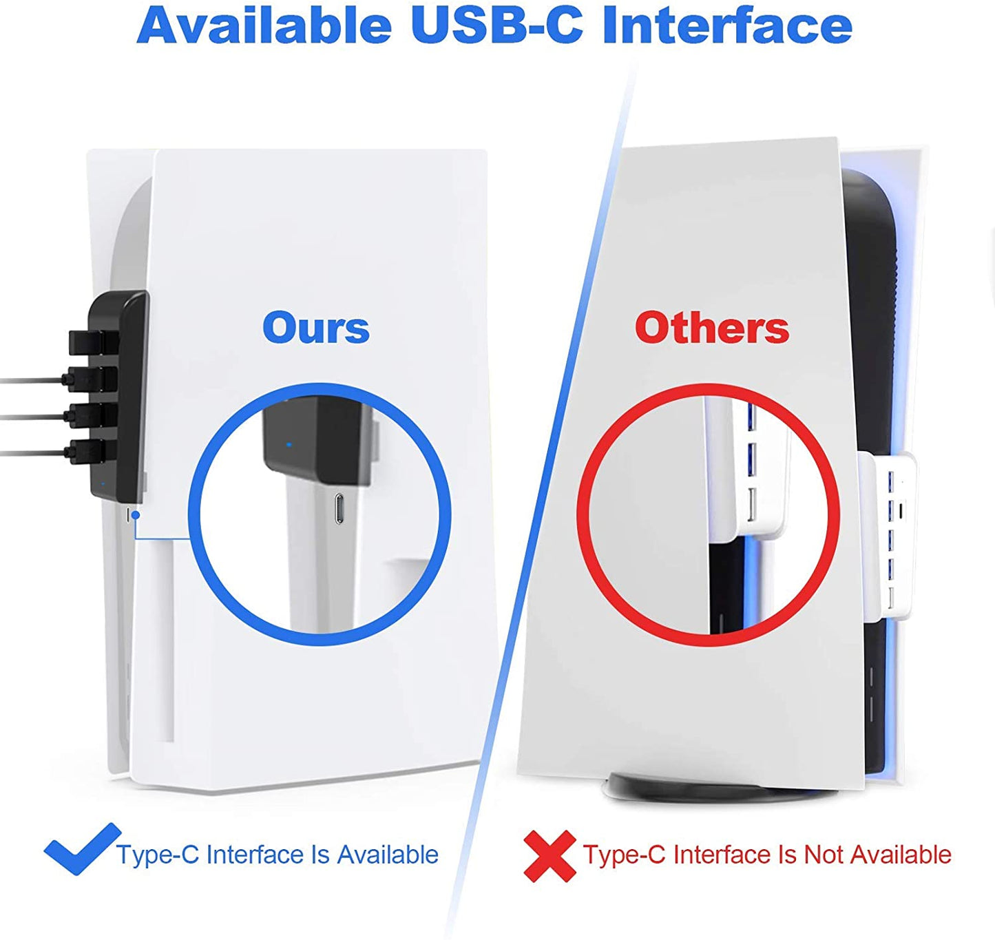 4 Ports Hub USB 2.0 Adapter Connector Splitter Extender High Speed For Sony PlayStation 5 PS5